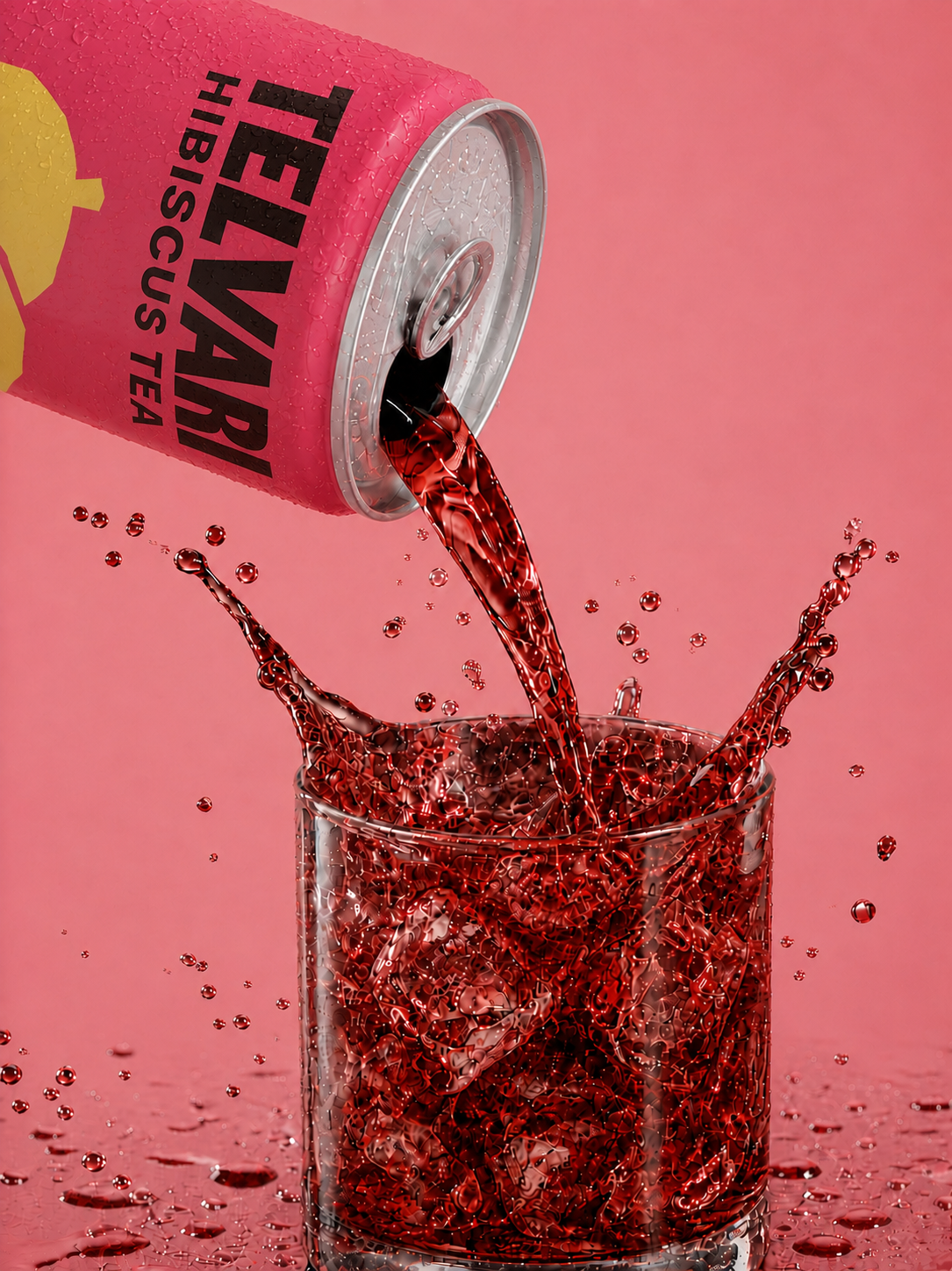 Telvari hibiscus tea being poured into a glass